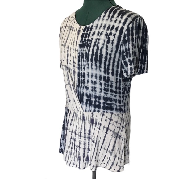 DKNY White and Blue Patterned Colour Blocked Top M - Picture 6 of 14